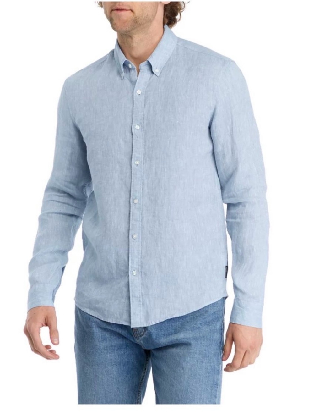 Michael Kors Men's Button Down Linen Long Sleeve Shirt